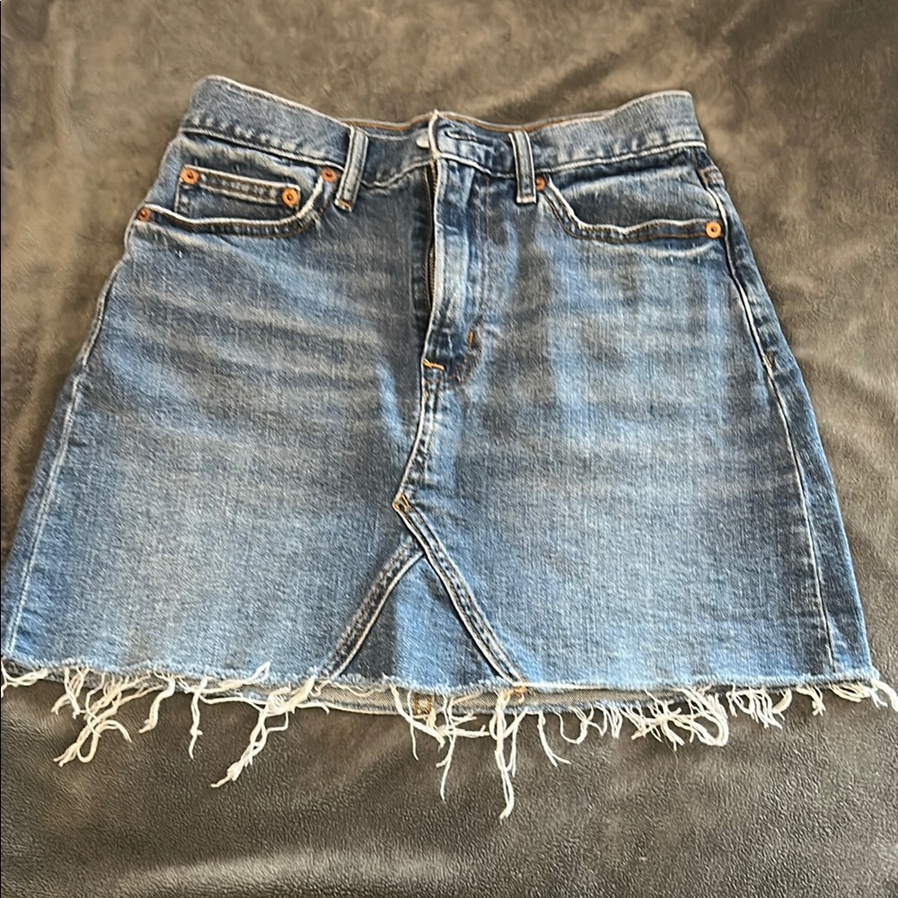 GAP Denim Frayed Hem Skirt